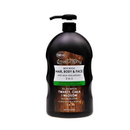 Cosmetice - Sampon si gel dus pentru barbati, cu lemn de santal, NATURAPHY, 1000 ML