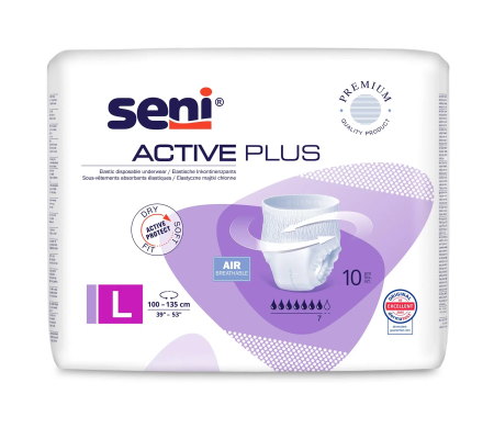 Incontinență Adulți - Seni Active Plus Large (L) - Chilot Absorbant pentru Adulți (10 bucăți)