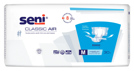 Incontinență Adulți - Seni Classic Air Medium (M) - Scutece cu Sistem Închis pentru Adulți (30 bucăți)