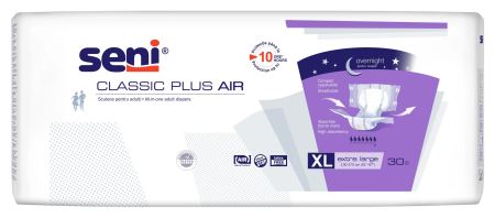 Incontinență Adulți - Seni Classic Plus Air Extra Large (XL) - Scutece cu Sistem Închis pentru Adulți (30 bucăți)