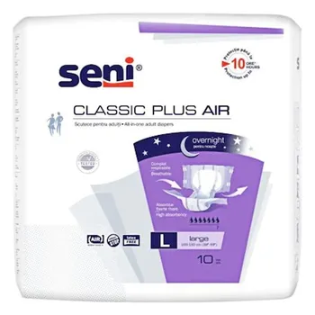 Incontinență Adulți - Seni Classic Plus Air Large (L) - Scutece cu Sistem Închis pentru Adulți (10 bucăți)