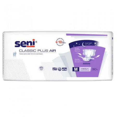 Incontinență Adulți - Seni Classic Plus Air Medium (M) - Scutece cu Sistem Închis pentru Adulți (30 bucăți)