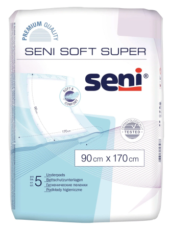 Incontinență Adulți - Seni Soft Super - Aleze Igienice cu Aripioare (90×170 cm, 5 bucăți)