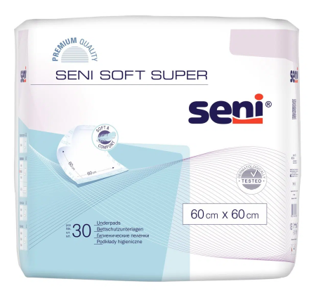 Incontinență Adulți - Seni Soft Super - Aleze Igienice de Protecție (60×60 cm, 30 bucăți)