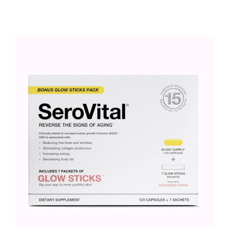 Suplimente alimentare - Serovital - Reverse The Signs Of Aging, Formula Pentru Remedierea Semnelor De Imbatranire Cu Lizina, 120 Capsule + 7 Plicuri Glow Sticks