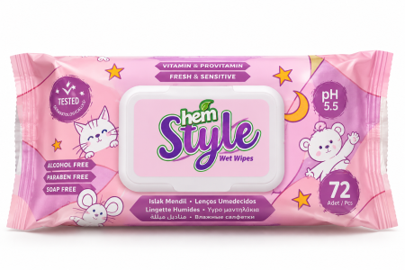 Ingrijire personala & curatenie - Șervețele umede pentru copii hem Style Fresh & Sensitive, 72 bucăți