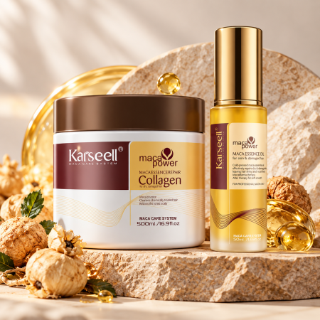Cosmetice - Set Profesional  pentru Păr KARSEELL – Mască cu Colagen + Ulei de Argan pentru Reparare și Strălucire