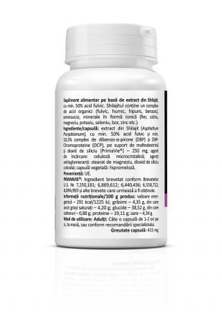 SHILAJIT FULVIC COMPLEX(extract purificat cu actiune tonica, adaptogena si antiaging. Indicat in efort fizic si psihic prelungit.) 30 CPS [1]