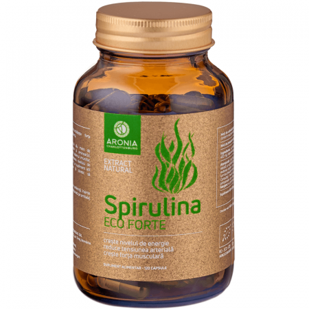 Suplimente alimentare - Spirulina ECO  Forte — 120 capsule din Spirulină, o algă cu beneficii pentru mușchi, energie, inimă și digestie