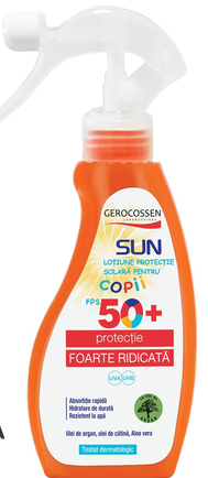 Cosmetice - Spray cu protecție solară SPF 50+ pentru copii Sun, 200 ml, Gerocossen - protecție UVA/UVB și hidratare