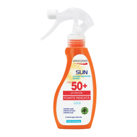 Cosmetice - Spray cu protecție solară SPF 50+ Sun, 200 ml, Gerocossen - protecție UVA/UVB cu aloe vera și ulei de argan