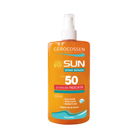 Cosmetice - Spray invizibil bifazic cu protecție solară SPF 50+ Sun, 300 ml, Gerocossen - protecție UVA/UVB și textură uscată