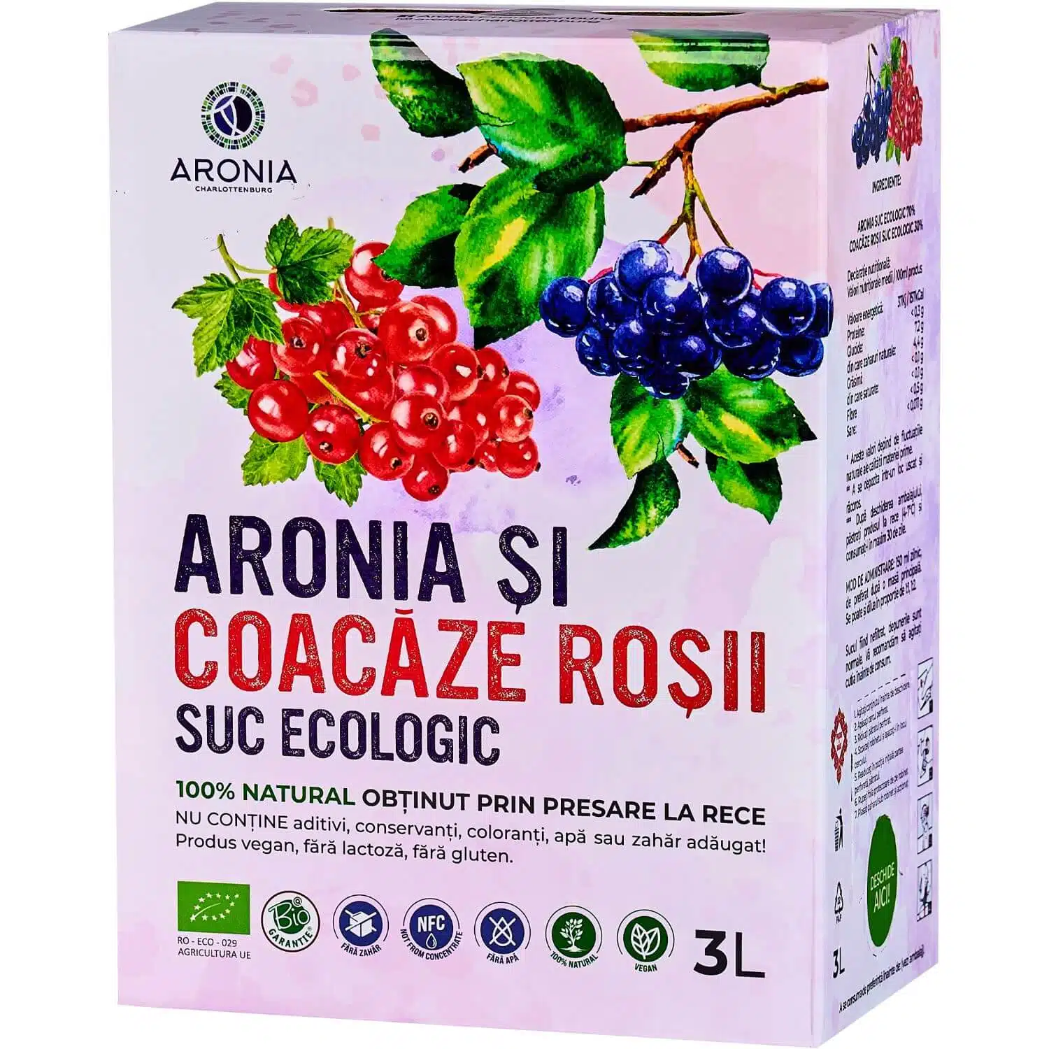 CAMPANIE 1 DECEMBRIE - Suc de Aronia si Coacaze Rosii 100% Natural si Ecologic la 3L