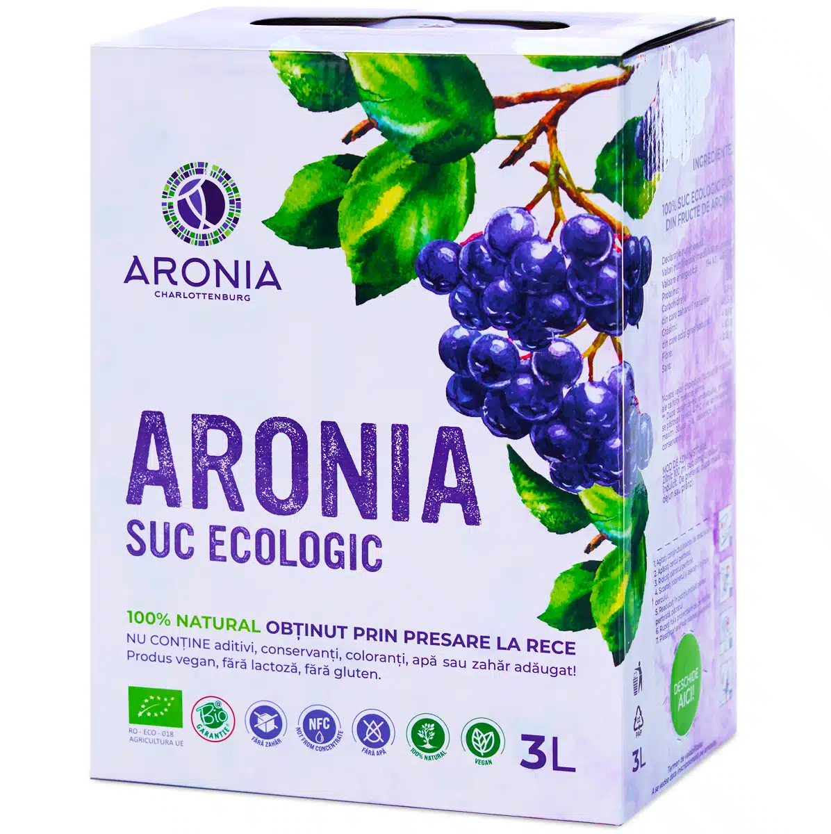 Superalimente/Condimente - Suc de Aronia 100% Natural, Ecologic - 3L(cel mai puternic antioxidant natural)