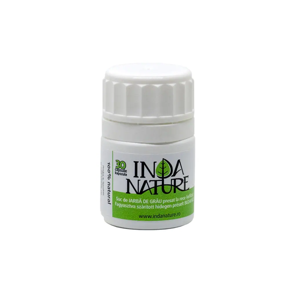 Sistem digestiv - Suc de iarba de grau liofilizat, 30 capsule, INDA NATURE( DETOX major)