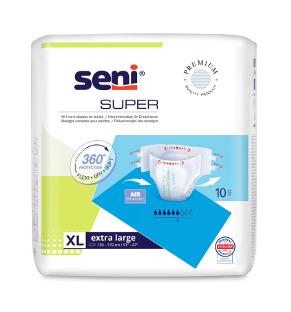 Incontinență Adulți - Super Seni Extra Large (XL) - Scutece cu Sistem Închis pentru Adulți (10 bucăți)