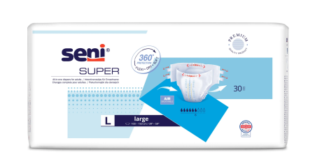 Incontinență Adulți - Super Seni Large (L) - Scutece cu Sistem Închis pentru Adulți (30 bucăți)