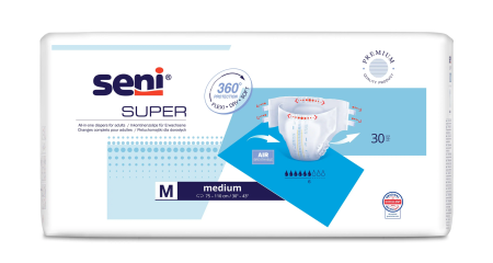 Incontinență Adulți - Super Seni Medium (M) - Scutece cu Sistem Închis pentru Adulți (30 bucăți)