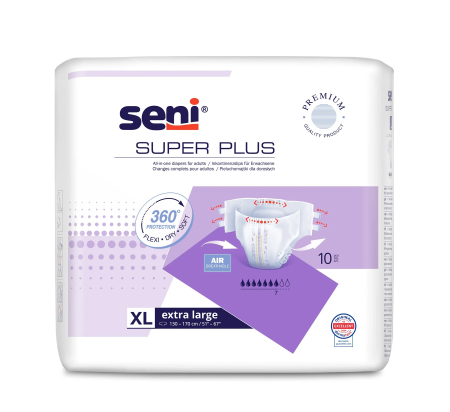 Incontinență Adulți - Super Seni Plus Extra Large (XL) - Scutece cu Sistem Închis pentru Adulți (10 bucăți)