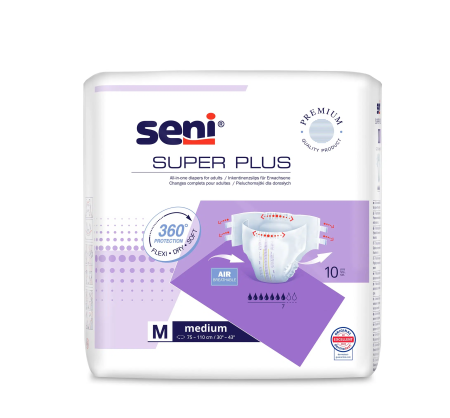 Incontinență Adulți - Super Seni Plus Medium (M) - Scutece cu Sistem Închis pentru Adulți (10 bucăți)