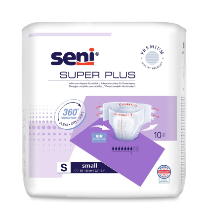Incontinență Adulți - Super Seni Plus Small (S) - Scutece cu Sistem Închis pentru Adulți (10 bucăți)