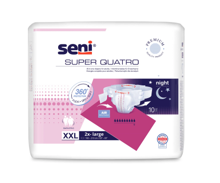 Incontinență Adulți - Super Seni Quatro Extra Extra Large (XXL) - Scutece cu Sistem Închis pentru Adulți (10 bucăți)