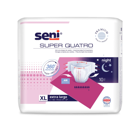 Incontinență Adulți - Super Seni Quatro Extra Large (XL) - Scutece cu Sistem Închis pentru Adulți (10 bucăți)