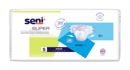 Incontinență Adulți - Super Seni Small (S) - Scutece cu Sistem Închis pentru Adulți (30 bucăți)