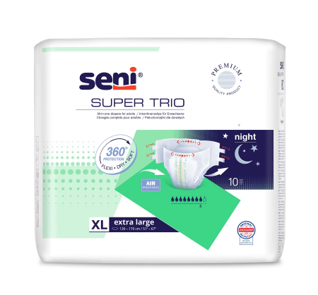 Incontinență Adulți - Super Seni Trio Extra Large (XL) - Scutece cu Sistem Închis pentru Adulți (10 bucăți)