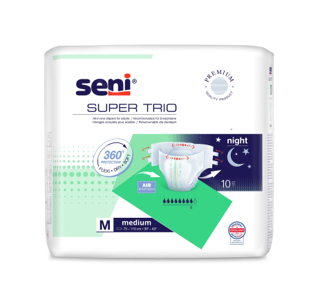 Incontinență Adulți - Super Seni Trio Medium (M) - Scutece cu Sistem Închis pentru Adulți (10 bucăți)