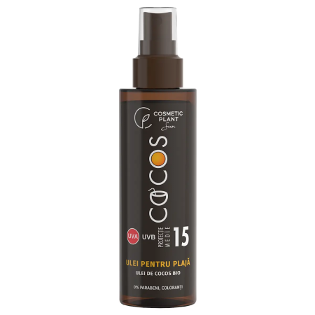Cosmetice - Ulei de cocos pentru plajă SPF 15, 150 ml - protecție solară, hidratare și piele catifelată