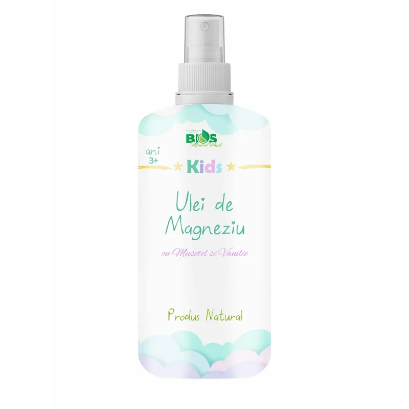 MAGNEZIU - gama completa - SPRAY cu Ulei de Magneziu pentru Copii, cu Musetel si Vanilie, 100 ml Bios Mineral Plant
