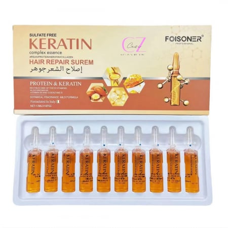 Ingrijire personala - Ulei premium de reparare a parului cu Keratina, Argan, Preotein, Colagen, tratament de ingrijire a parului 10 x Fiole, 13ML fiola, CEZI