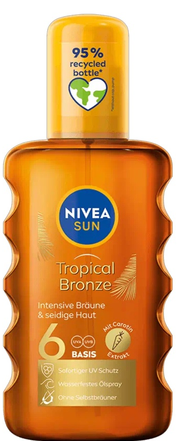 Cosmetice - Ulei spray pentru plajă SPF 6 Tropical Bronze, 200 ml, Nivea Sun - bronz intens și piele catifelată