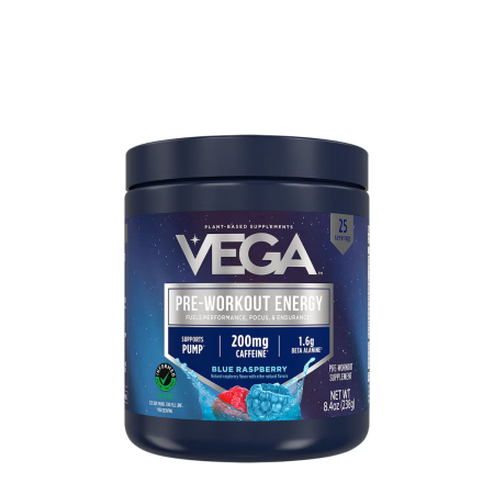 Suplimente alimentare - Vega Pre-workout Energy Blue Raspberry Flavor, Pre Workout Cu Aroma De Blue Raspberry, 238 G