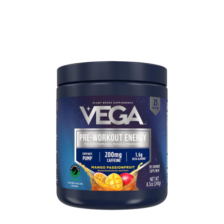 Suplimente alimentare - Vega Pre-workout Energy Passion Fruit Flavor, Pre Workout Cu Aroma De Fructul Pasiunii, 240 G