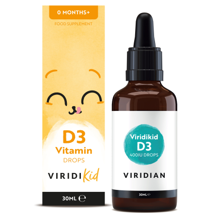 Suplimente alimentare - Viridikid Vitamina D3 400 UI Viridian - picături vegane pentru copii, 30 ml