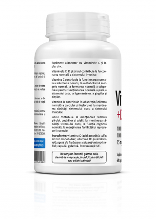 Vitamina C +D3 +Zn (Imunitate si reducerea simptomelor in infectii virale respiratorii.) * 60 cps [1]