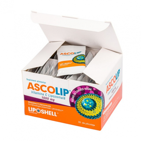 Vitamina C Lipozomala 1000 mg LIPOSHELL®, cu aroma de coacaze (30 plicuri), ASCOLIP [1]