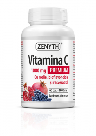 Sistem osteo-articular - Vitamina C Premium cu Resveratrol 1000 mg, 60 cps.