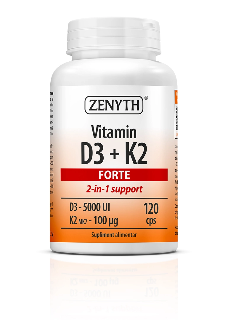 Capsule/comprimate/siropuri - Vitamina D3 5000 UI + K2 Forte 120 cps
