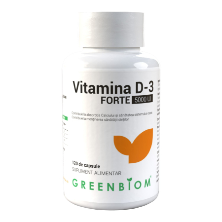 Suplimente alimentare - Vitamina D3 FORTE 5000 UI – capsule vegetale – susținere maximă pentru
oase și imunitate – 120 capsule