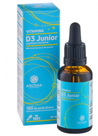 Capsule/comprimate/siropuri - Vitamina D3 Junior — 800 UI, 30ml — supliment natural pentru creșterea sănătoasă a copiilor