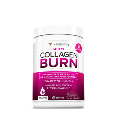 Suplimente alimentare - Vitauthority Multi Collagen Burn, Caffeine-free Metabolism Enhancing Collagen Peptides, Formula Pentru Reducerea Celulitei Si Arderea Grasimilor, 162.4g