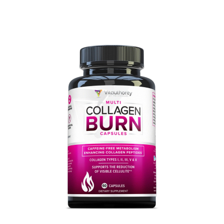 Suplimente alimentare - Vitauthority - Multi Collagen Burn: Caffeine-free Metabolism Enhancing Collagen Peptides, Formula Pentru Reducerea Celulitei Si Arderea Grasimilor, 60 Cps