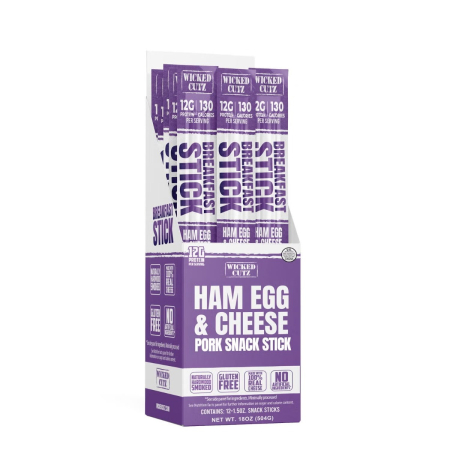 Suplimente alimentare - Wicked Cutz Breakfast Sticks, Ham Egg & Cheese, Carnat Cu Oua Si Branza, 42,g  