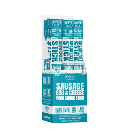Suplimente alimentare - Wicked Cutz Sausage Egg & Cheese Stick, Baton Cu Carnacior, Oua Si Branza, 42 G