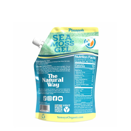 Yemaya Organic, Sea Moss Gel, Gel Organic Yemaya Cu Muschi De Mare Cu Aroma De Ananas, 473 Ml [1]
