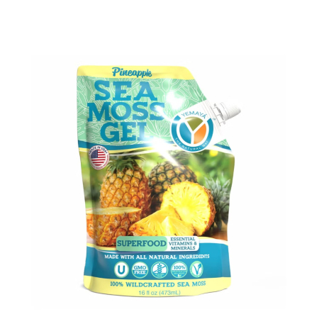 Suplimente alimentare - Yemaya Organic, Sea Moss Gel, Gel Organic Yemaya Cu Muschi De Mare Cu Aroma De Ananas, 473 Ml