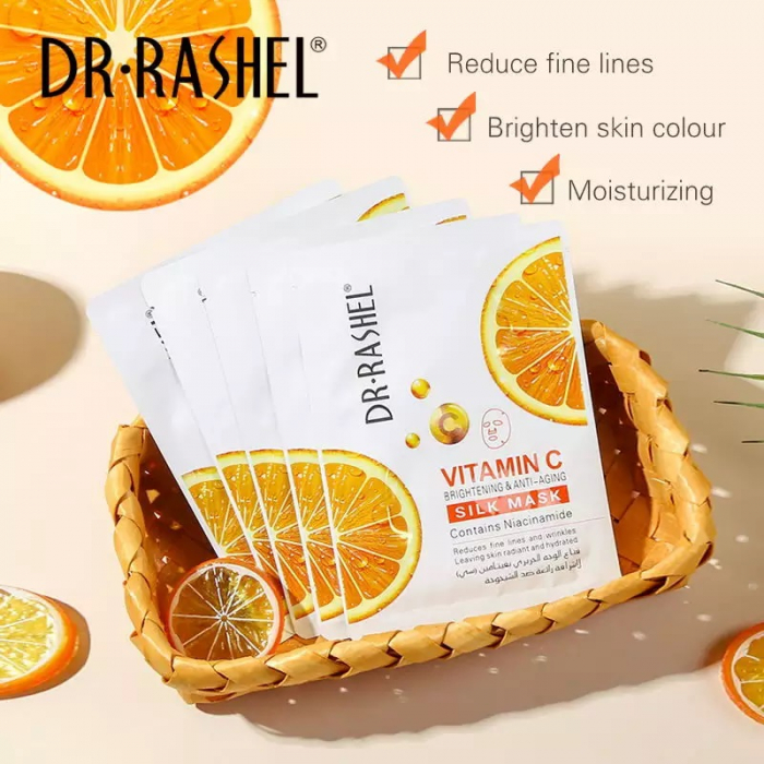 Masca de Fata Anti - Aging cu Vitamina C  pentru Luminozitate 1 buc x 28g - Dr. Rashel Vitamin C Brightening & Anti-Aging Silk Mask [4]